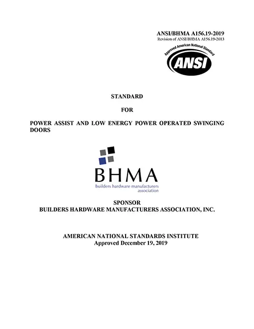 ANSI/BHMA A156.19-2019 Standard